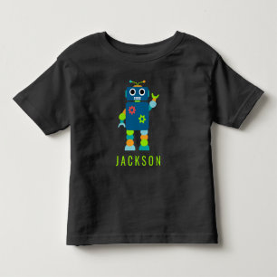 子どもパーソナライズされた愛らしいロボット少年ブルー トドラーTシャツ