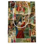 子どもビクトリアンコラージュのお父さんクリスマス ミディアムペーパーバッグ (正面)