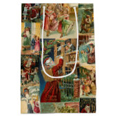 子どもビクトリアンコラージュのお父さんクリスマス ミディアムペーパーバッグ (裏面)