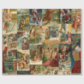 子どもビクトリアンコラージュのお父さんクリスマス ラッピングペーパー (フラット)