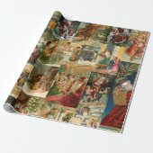 子どもビクトリアンコラージュのお父さんクリスマス ラッピングペーパー (アンロールド)