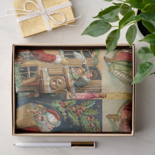 子どもビクトリアンコラージュのお父さんクリスマス 薄葉紙 (ギフト)