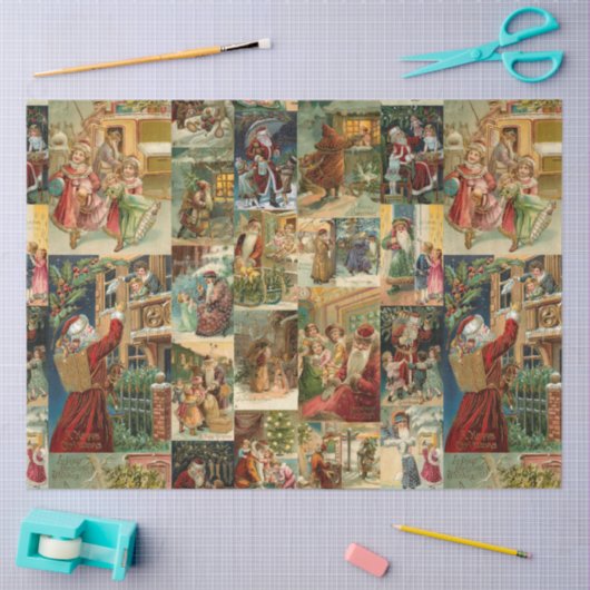 子どもビクトリアンコラージュのお父さんクリスマス 薄葉紙 (クラフト)