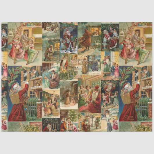 子どもビクトリアンコラージュのお父さんクリスマス 薄葉紙 (正面)