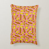 子どもファストフードホットドッグとマスタードレッドストライプの アクセントクッション (裏面(縦))