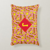 子どもファストフードホットドッグとマスタードレッドストライプの アクセントクッション (正面(垂直))