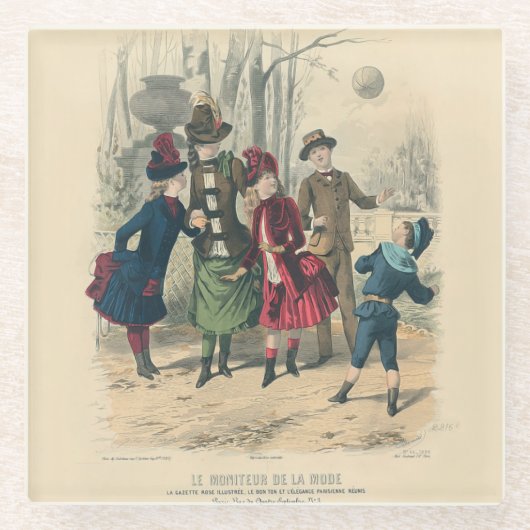 子どもファミリーアンティークビクトリアン子 ガラスコースター (正面)