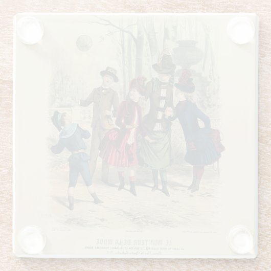 子どもファミリーアンティークビクトリアン子 ガラスコースター (裏面)