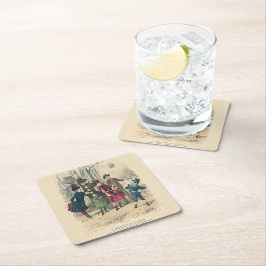 子どもファミリーアンティークビクトリアン子 スクエアペーパーコースター (インサイチュ)