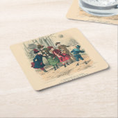 子どもファミリーアンティークビクトリアン子 スクエアペーパーコースター (アングル)