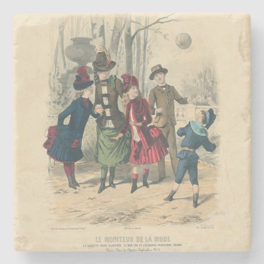 子どもファミリーアンティークビクトリアン子 ストーンコースター (正面)