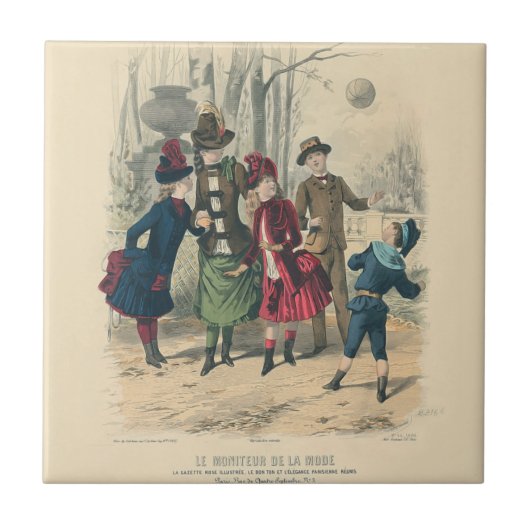 子どもファミリーアンティークビクトリアン子 タイル (正面)