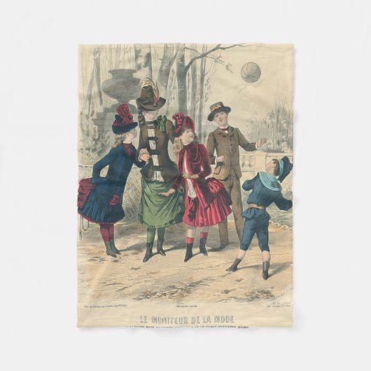 子どもファミリーアンティークビクトリアン子 フリースブランケット (正面)