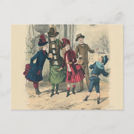 子どもファミリーアンティークビクトリアン子 ポストカード (正面)