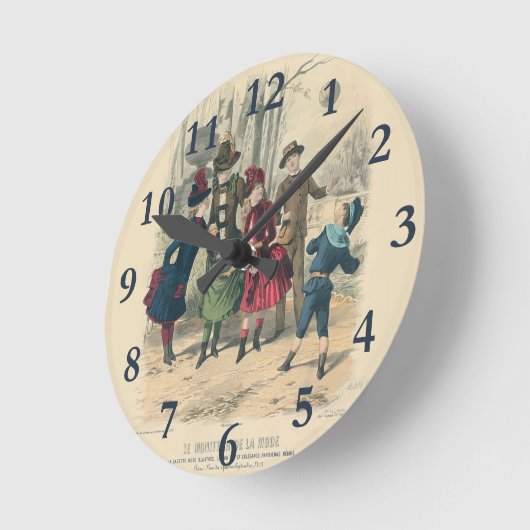 子どもファミリーアンティークビクトリアン子 ラウンド壁時計 (傾斜)