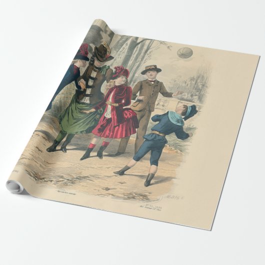 子どもファミリーアンティークビクトリアン子 ラッピングペーパー (アンロールド)