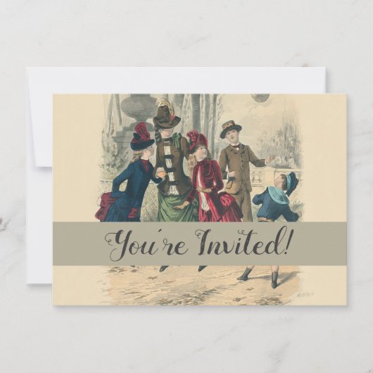 子どもファミリーアンティークビクトリアン子 招待状 (正面)