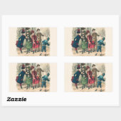 子どもファミリーアンティークビクトリアン子 長方形シール (シート)