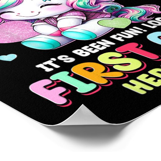 子どもユニコーン長い幼稚園の卒業最後 ポスター (角)