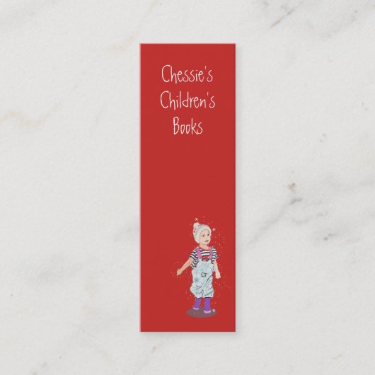 子ども作家/トイショップユニークかわいい赤 スキニー名刺 (正面)