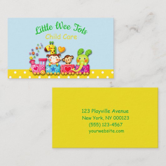 子ども保育園の漫画の動物 名刺 (正面/裏面)