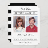 子ども写真の古い学校のクラシックスタイル|白 セーブザデート (正面/裏面)