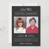 子ども写真の古い学校のクラシックスタイル|黒 マグネット招待状 (正面)