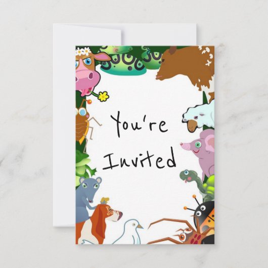 子ども動物園の誕生日パーティー招待状 招待状 (正面)