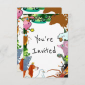 子ども動物園の誕生日パーティー招待状 招待状 (正面/裏面)