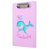 子ども可愛いホエールアートピンク名クリップボード クリップボード (左)