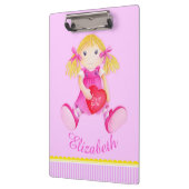 子ども可愛い人形の水色アートピンク名クリップボード クリップボード (左)