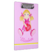 子ども可愛い人形の水色アートピンク名クリップボード クリップボード (右)