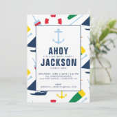 子ども名門私立校風のの誕生日パーティーのボーイ 招待状 (スタンド正面)