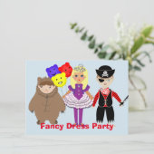 子ども向けのかわいいドレファンシースをテーマにしたパーティー 招待状 (スタンド正面)