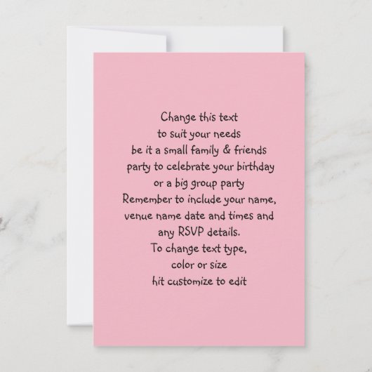 子ども向けのかわいいドレファンシースをテーマにしたパーティー 招待状 (裏面)