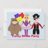 子ども向けのかわいいドレファンシースをテーマにしたパーティー 招待状 (正面)