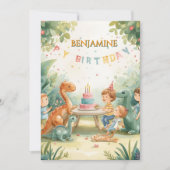 子ども向けのカスタマイズできる恐竜の誕生日カード 招待状 (正面)