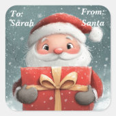 子ども向けのサンタ・ギフト スクエアシール (正面)