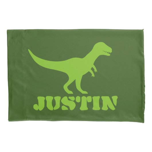子ども向けの緑のTレックスの枕ケーススリーブ 枕カバー (正面)