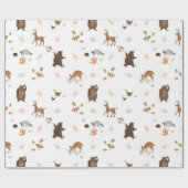 子ども向けよくはしゃぐかわいいクマの森のプレゼント ラッピングペーパー (フラット)
