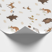 子ども向けよくはしゃぐかわいいクマの森のプレゼント ラッピングペーパー (角)