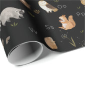 子ども向けよくはしゃぐかわいいクマの森のプレゼント ラッピングペーパー (ロールコーナー)