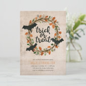 子ども向けハロウィーンバースデーパーティートリックトリートこうもり 招待状 (スタンド正面)