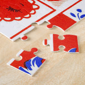 子ども向けバレンタイングリーティングキス赤白 ジグソーパズル (側面)