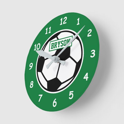 子ども室用の子ども用サッカーボールの壁掛け時計 ラウンド壁時計 (傾斜)