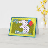 子ども幸せ3日の誕生日、バルーン大誕生日 カード (黄色い花)