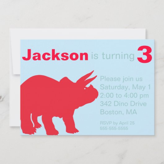 子ども恐竜パーティの招待状 招待状 (正面)