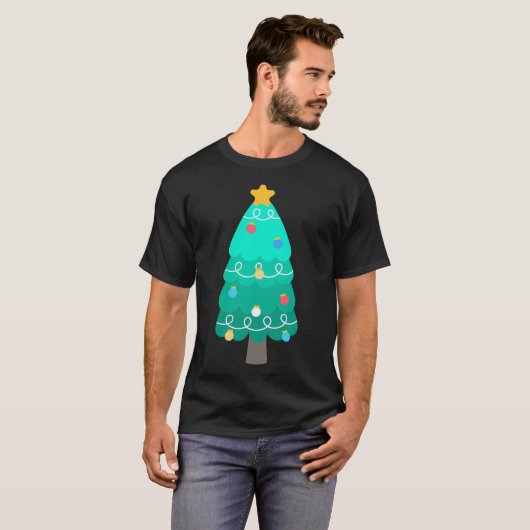 子ども手描きかわいいクリスマスカラフルのエレメン Tシャツ (正面フル)
