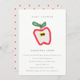 子ども手描きモダンアップルフルーツ赤ちゃんシャワー 招待状