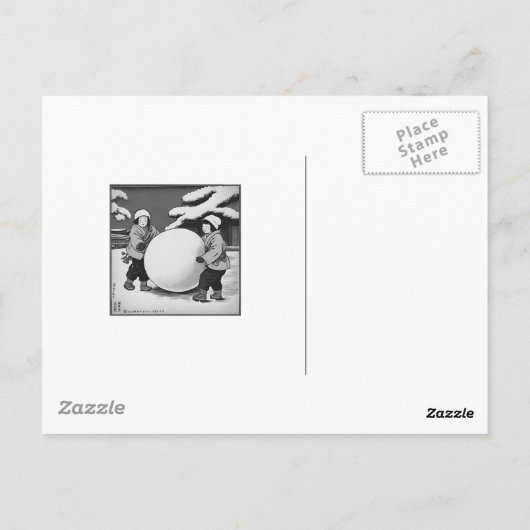 子ども日本の転がの大きな雪玉 ポストカード (裏面)